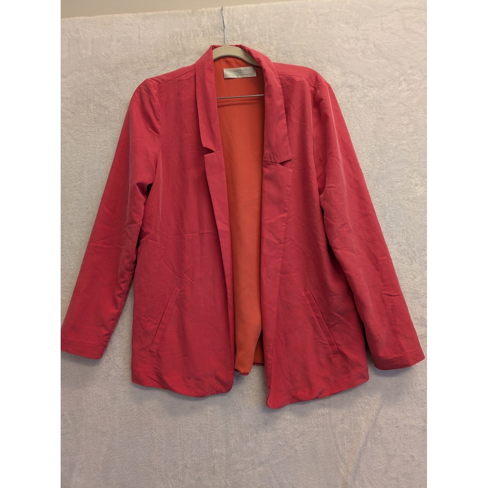 TRAFALUC ZARA Coral Pink Open Front Blazer Jacket Women Size‎ M